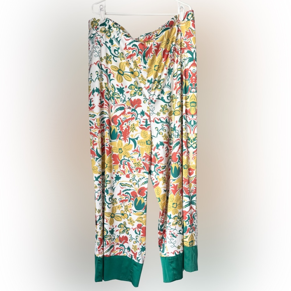 The Drop Colorful Printed Floral Satin Wide Leg Pants